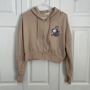 Orange Kiss Dragon-themed Cropped Hoodie - Women's L